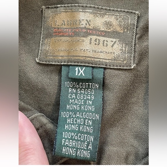 Lauren Ralph Lauren olive green ladies military style snap up vest shirt size M - Picture 10 of 12